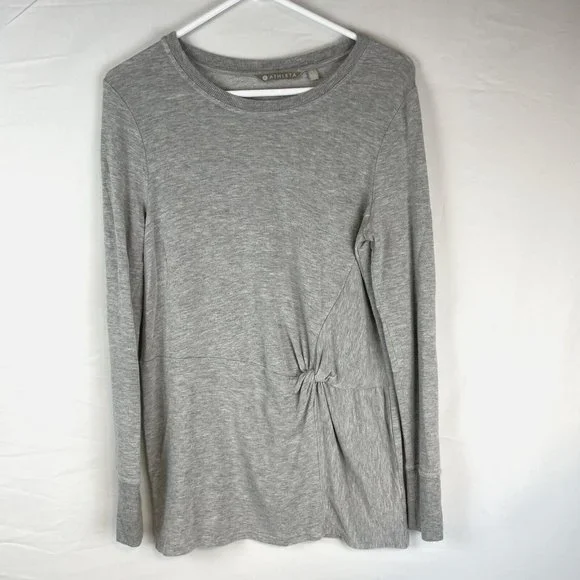 Athleta Nirvana Twist Front Pullover Women's Size Small Gray Athleisure Casual - Picture 2 of 12